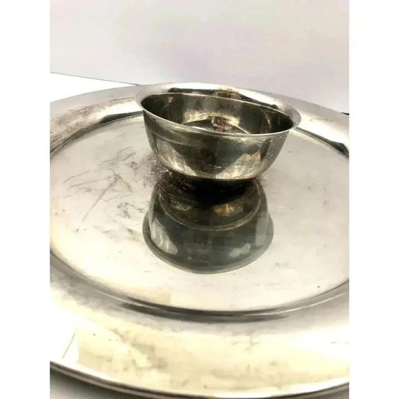 VTG WM Rogers Silver Round Chip Dip Serving Platter 14" - Picture 3 of 6